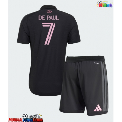 Camiseta Inter Miami Rodrigo De Paul #7 Segunda Equipación Replica 2026-27 para niños mangas cortas (+ Pantalones cortos)
